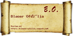 Blaser Ofélia névjegykártya
